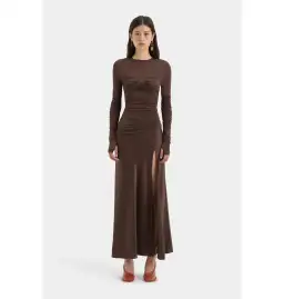 Sir the Label Alessia Draped Gown Chocolate Size AU 12 for rent on The Volte - image 1