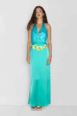 The Wolf Gang Oahu Slip Dress Maxi Aquamarine Size AU 10 for rent on The Volte - image 2