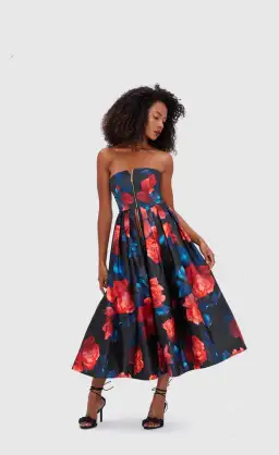 Leo Lin Norine Bustier Midi Dress Print Size 12 for rent on The Volte - image 1