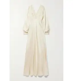 Doen Fiora Bioderie Silk Maxi Dress Cream Size S / Size AU 8