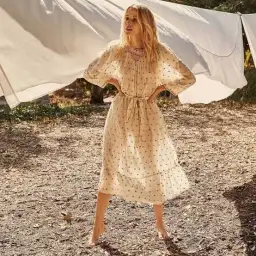 Doen Maya Midi Dress Cream Carnation Size M/AU 10