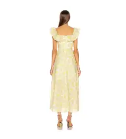 Zimmermann Goldie Ruffle Neck Midi Dress Yellow Floral Size 0 / AU 8 for rent on The Volte - image 2