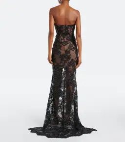 Self Portrait Rhinestone Lace Maxi Dress Black Size S/AU 8 for rent on The Volte - image 3