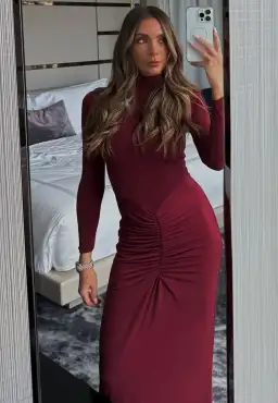 Bianca & Bridgett Layla Midi Dress Bordeaux Size AU 8 for rent on The Volte - image 2