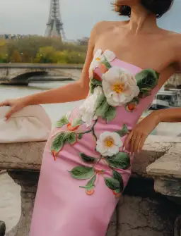 Leo Lin Rayna Applique Floral Bustier Maxi Dress in Camelia Print Size 12 for rent on The Volte - image 2