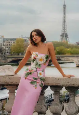 Leo Lin Rayna Applique Floral Bustier Maxi Dress in Camelia Print Size 12 for rent on The Volte - image 1