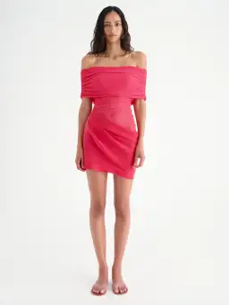 Benni Nico Off Shoulder Mini Dress Watermelon Size 10 / AU 10 for rent on The Volte - image 1