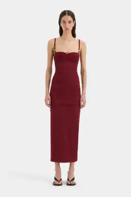 Sir Jacques Beaded Midi Dress Berry Size AU 8