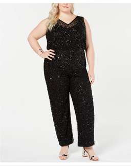 Adrianna Papell Sequin jumpsuit Black size 18 for rent on The Volte - image 1