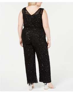 Adrianna Papell Sequin jumpsuit Black size 18 for rent on The Volte - image 2