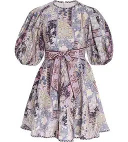 Zimmermann Celestial Mini Dress in Lavander Swirl Floral Size 3 for rent on The Volte - image 3