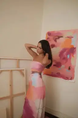 With Harper Lu Strapless Slip Maxi Dress Abstract Art Size M/AU 10 for rent on The Volte - image 4