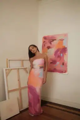 With Harper Lu Strapless Slip Maxi Dress Abstract Art Size M/AU 10 for rent on The Volte - image 6
