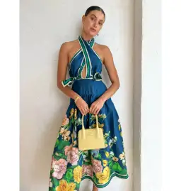 Alemais Lyla Halter Midi Dress Royal Blue Size AU 10 for rent on The Volte - image 3