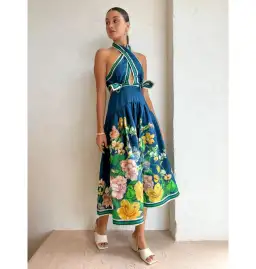 Alemais Lyla Halter Midi Dress Royal Blue Size AU 10 for rent on The Volte - image 2