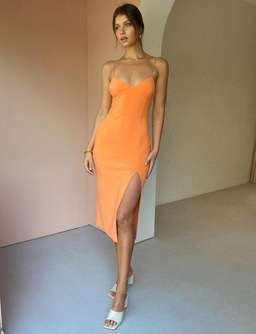 Bec & Bridge Clover Midi Dress Nectarine Orange Size 8 for rent on The Volte - image 1