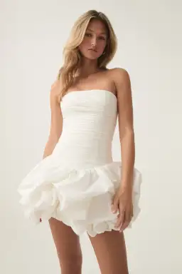 Aje White Violette Bubble Hem Mini in White Size 12