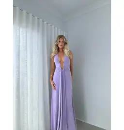 MISHA Jennifer Cupro Maxi Dress Lilac Size 4/XXS for rent on The Volte - image 5