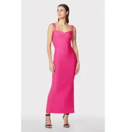 Herve Leger Sweetheart Gown Pink Size L / AU 12 for rent on The Volte - image 1