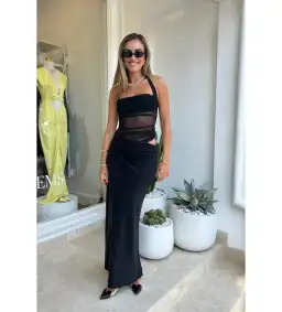 Benni Gina Halter Dress Black Size 6