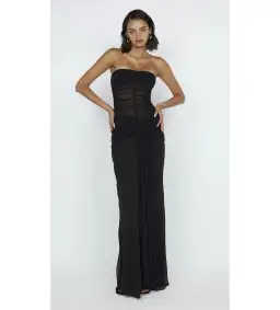 Bec & Bridge Noemi Strapless Gown Black Size AU 8
