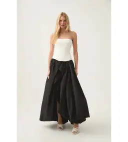Aje Ivory Violette Bubble Hem Maxi in Black/white Size AU 6