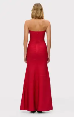 Herve Leger Lipstick Red Sara Gown Size 10 for rent on The Volte - image 3