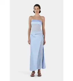 Ownley Patrice Strapless Top Size M/AU 10 and Ricky Midi Skirt Size S/AU 8 Baby Blue Set for rent on The Volte - image 1