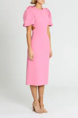 Rebecca Vallance Ally Bow Midi Dress Candy Pink Size 6 for rent on The Volte - image 2
