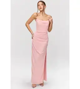 House of CB Adrienne Strapless Gown Pink Quartz Georgette Size XS / AU 6 for rent on The Volte - image 1