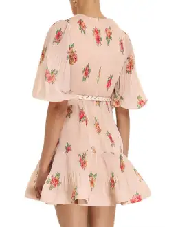 Zimmermann Pleated Mini Dress Blush Floral Size 1 for rent on The Volte - image 8