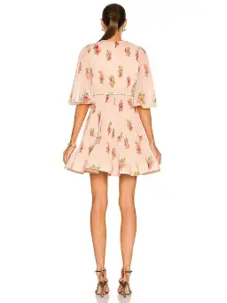 Zimmermann Pleated Mini Dress Blush Floral Size 1 for rent on The Volte - image 5