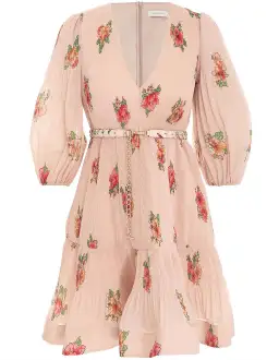 Zimmermann Pleated Mini Dress Blush Floral Size 1 for rent on The Volte - image 9