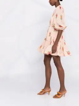 Zimmermann Pleated Mini Dress Blush Floral Size 1 for rent on The Volte - image 7