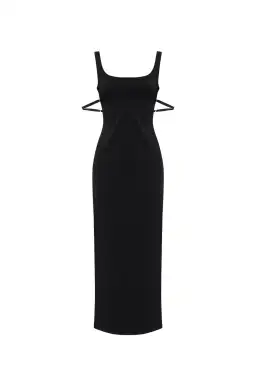 Jaquemus Le Valdu virgin wool blend maxi black dress size AU 8 for rent on The Volte - image 4