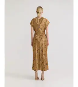 Oxford Fleur Printed Twill Midi Dress Chocolate/Gold Size AU 14 for rent on The Volte - image 3