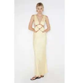 Bec & Bridge Agathe Diamond Dress Butter Yellow Size AU 8