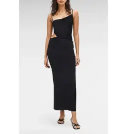 Bec & Bridge Ariel Asym Maxi Dress Black Size AU 6