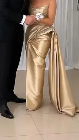 Janet Zeater Custom Gold Maxi Dress Size 8 for rent on The Volte - image 1