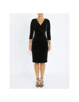 Anthea Crawford Capitol Velour Knee-Length Dress Black Size AU 14 for rent on The Volte - image 1