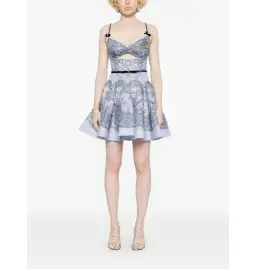 Zimmermann Crush Twist Front Dress in Blue Lace Print Size 0P / AU 6