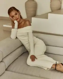 Sofia the Label Gia off the Shoulder  Dress Cream Size 10 for rent on The Volte - image 1