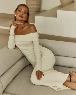 Sofia the Label Gia off the Shoulder  Dress Cream Size 10 for rent on The Volte - image 2