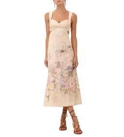 Zimmermann Illuminate Midi Dress in Ivory Tropical Size 2 / AU 12