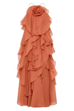 Aje Pandorea Layered Maxi Dress Coral Clay Size 16 for rent on The Volte - image 4