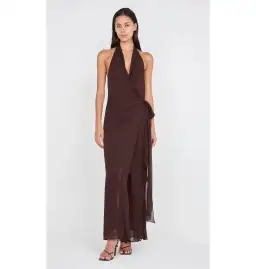 Bec Bridge Soneva Wrap Dress Dark Chocolate Size AU 8 for rent on The Volte - image 1