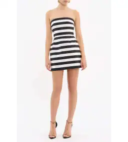 Rebecca Vallance Irene Mini Black and Ivory Stripped Print Size 10  for rent on The Volte - image 1