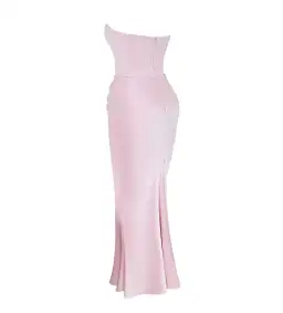 House of CB Persephone Strapless Corse Maxi Dress in Rose Shadow Size AU 8  for rent on The Volte - image 6