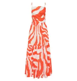 Aje Marley Tiered Maxi Dress in Coral Zebra Size AU 6 for rent on The Volte - image 6