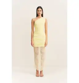Shona Joy Martine Lace Gathered Dress Sherbet Yellow Size AU 8  for rent on The Volte - image 1